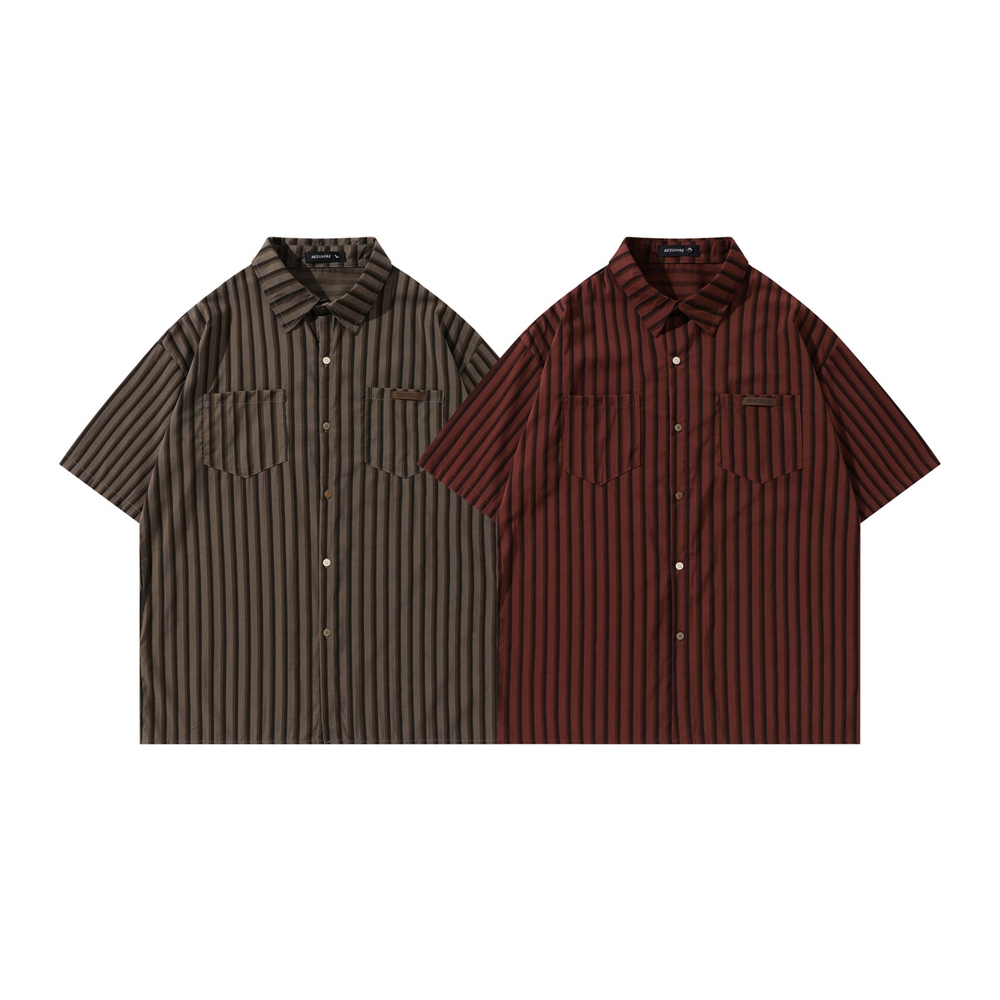 Retro Striped Short Sleeve Shirt for Men