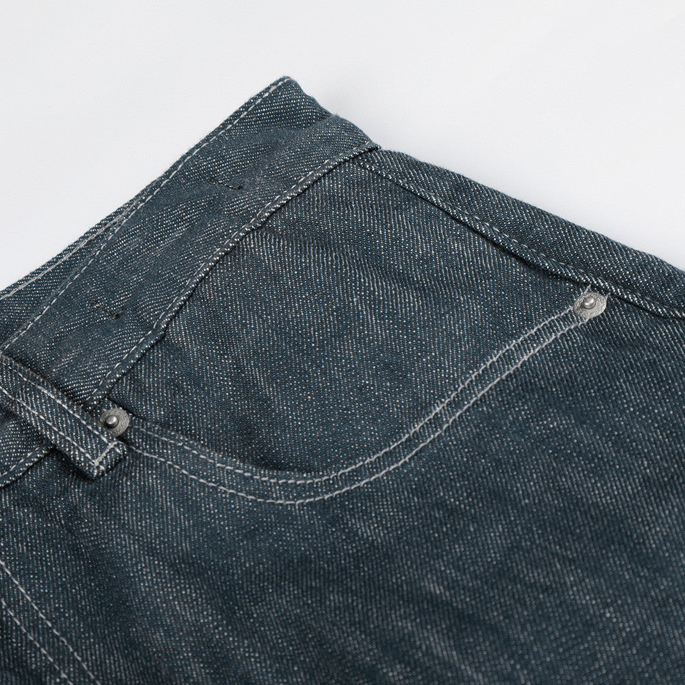 Mens Lake Green Denim Pants with Contrast Pockets — Straight Fit