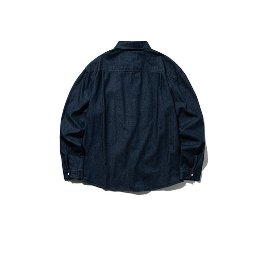 Creative Pocket Design Loose Versatile Washed Denim Shirt