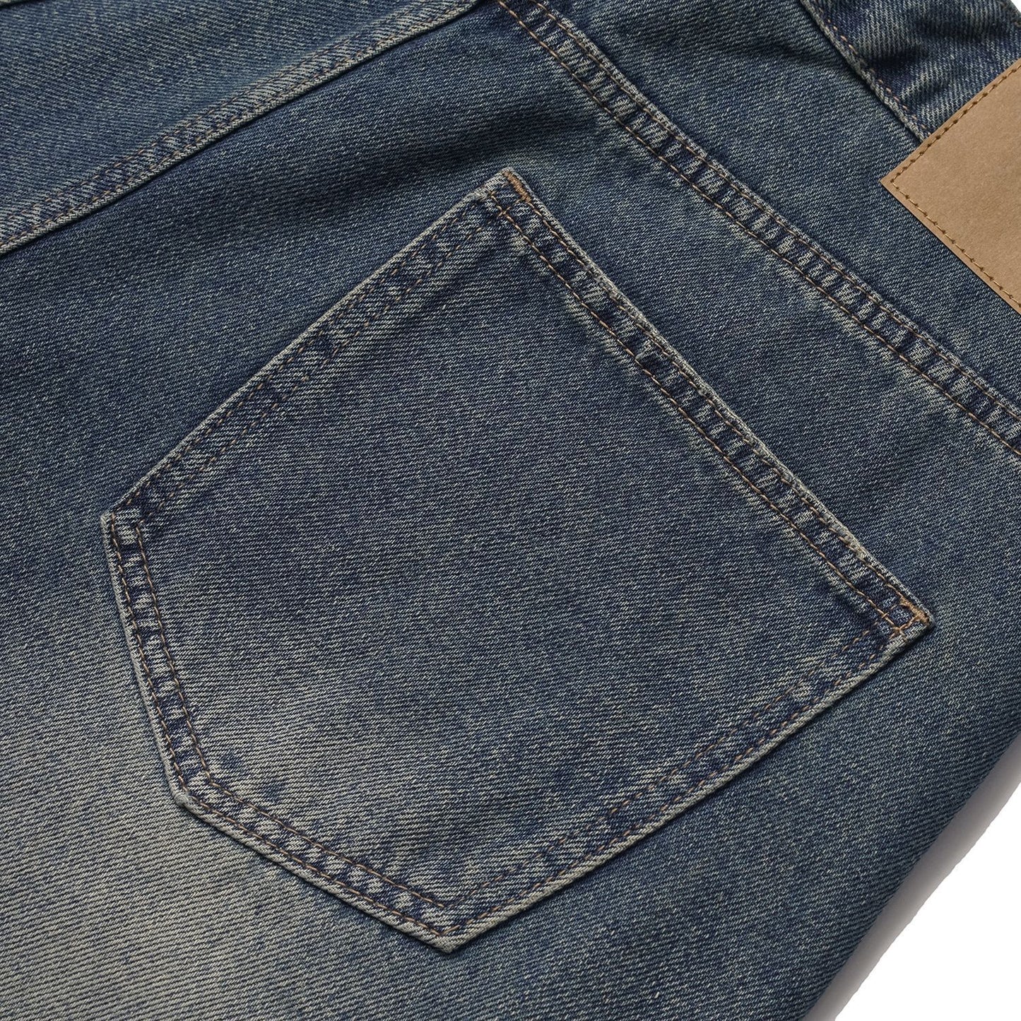 Heavy Washed Panelled Patchwork Loose Wide Leg Knife Cut Denim Pants