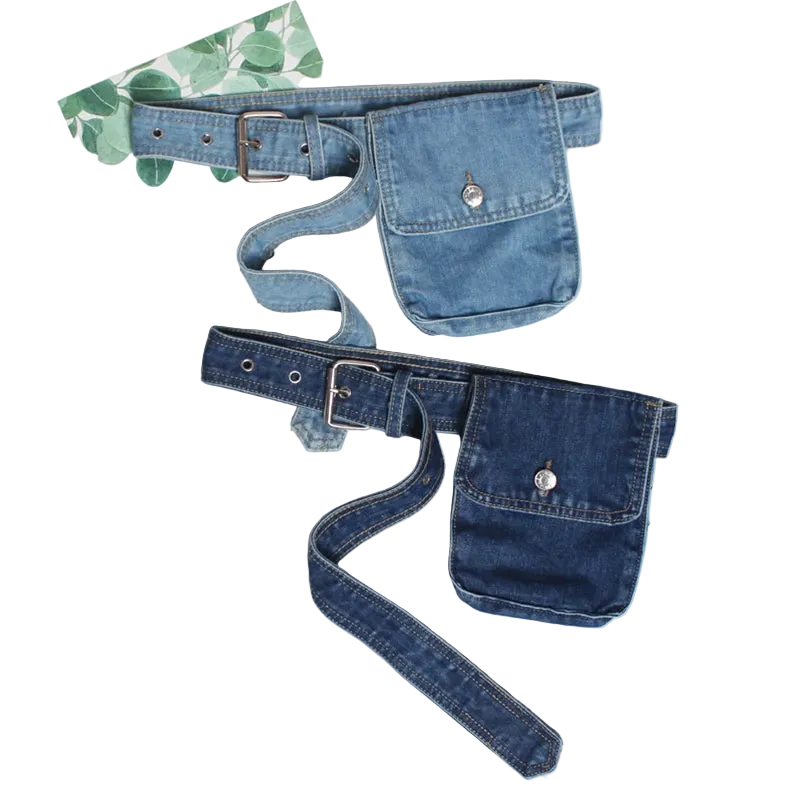 Women's Blue Denim Pocket Purse Belt