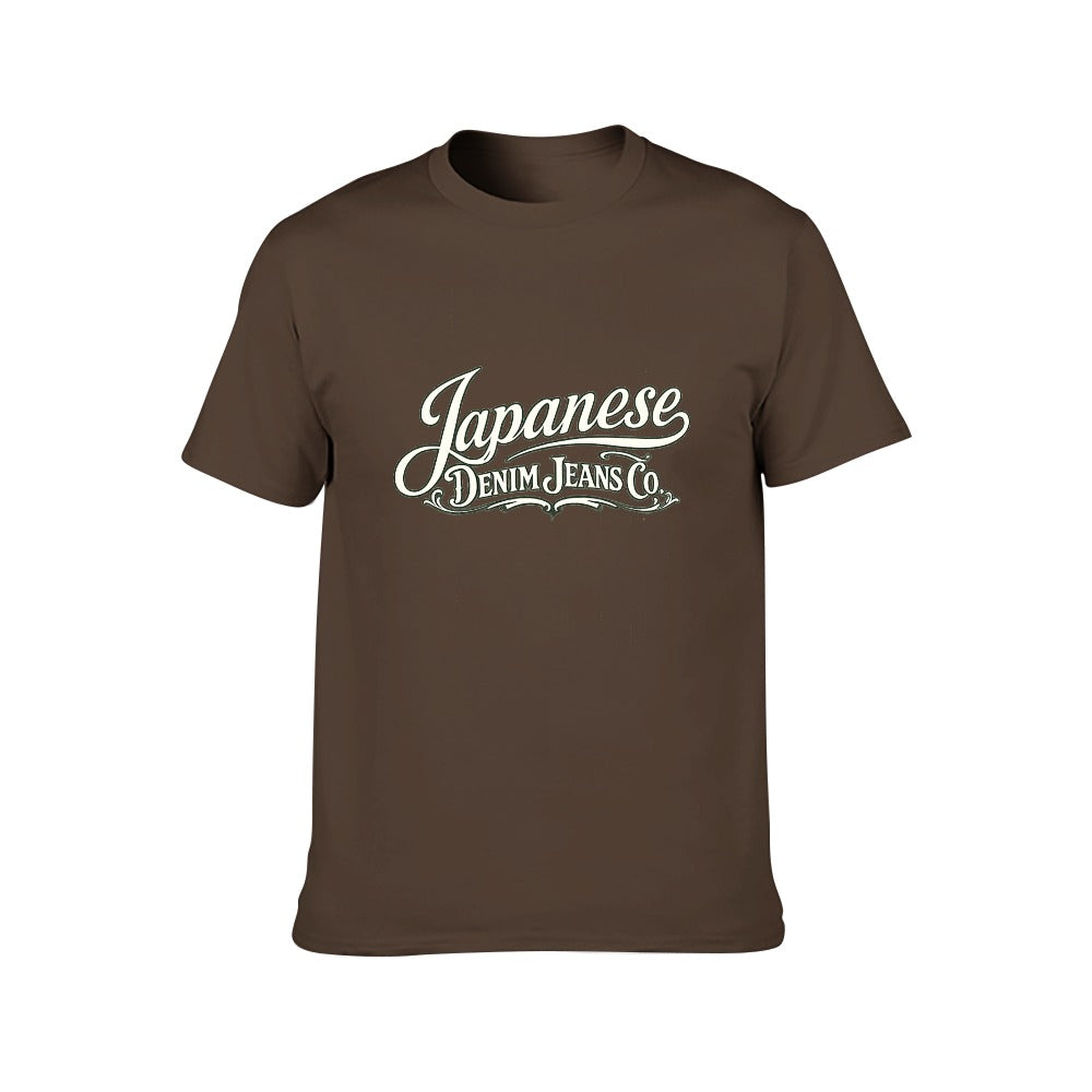 Japanese Denim Jeans Co. Men's Short Sleeve Cotton T-Shirt - Brown