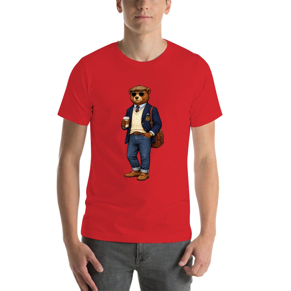 Men's Red Cotton T-Shirt - Oxford Bear