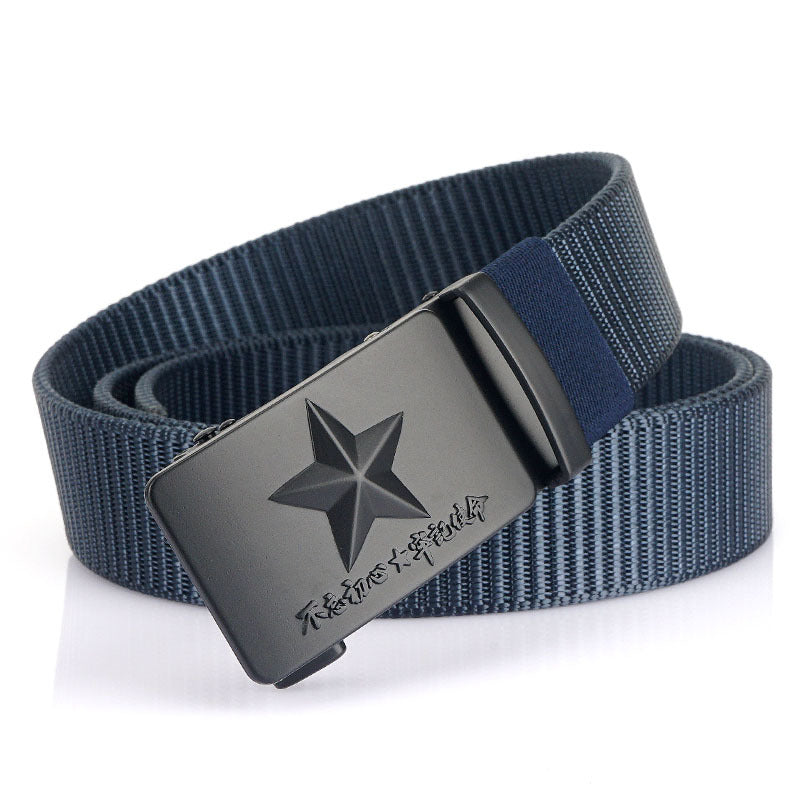 Men's Canvas Automatic Buckle Wide Belt