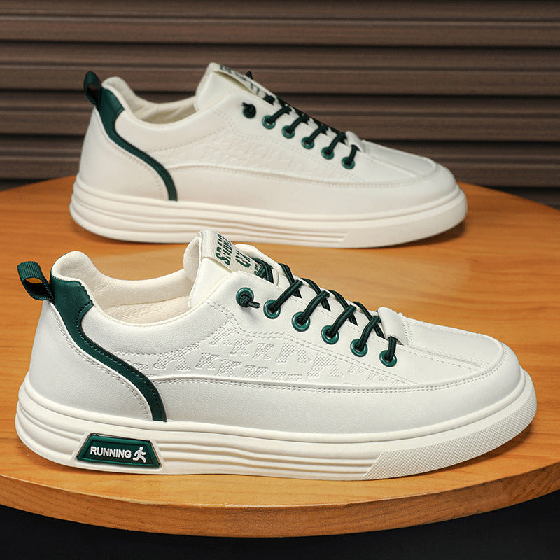 Men's Pilot Casual Sports Flat Shoes - Anti-Slip Waterproof White Leather