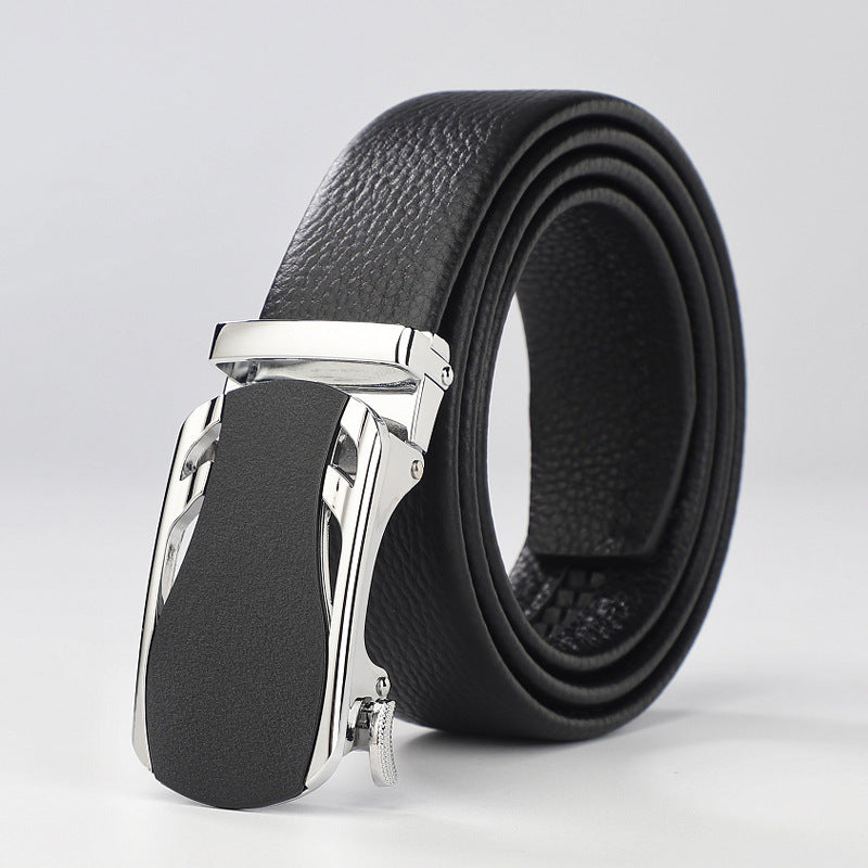 Men's High-End Fashion Automatic Buckle Business Belt - Top Layer Cowhide Leather