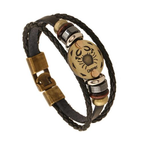 Bronze Alloy Buckles Zodiac Signs Bracelet
