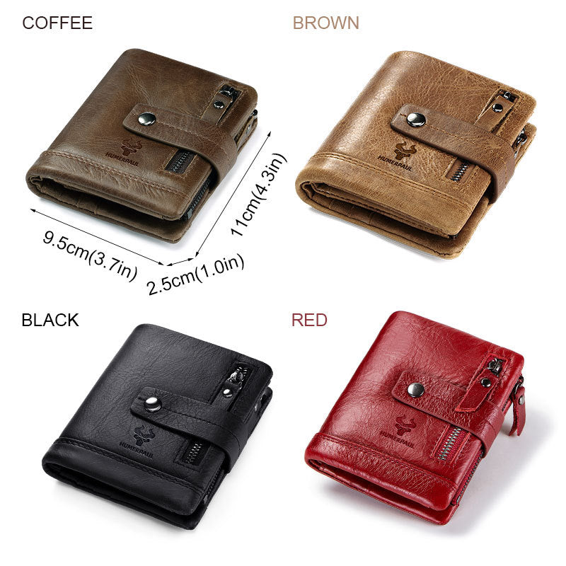 Leather Wallet - Crazy Horse Zipper Buckle