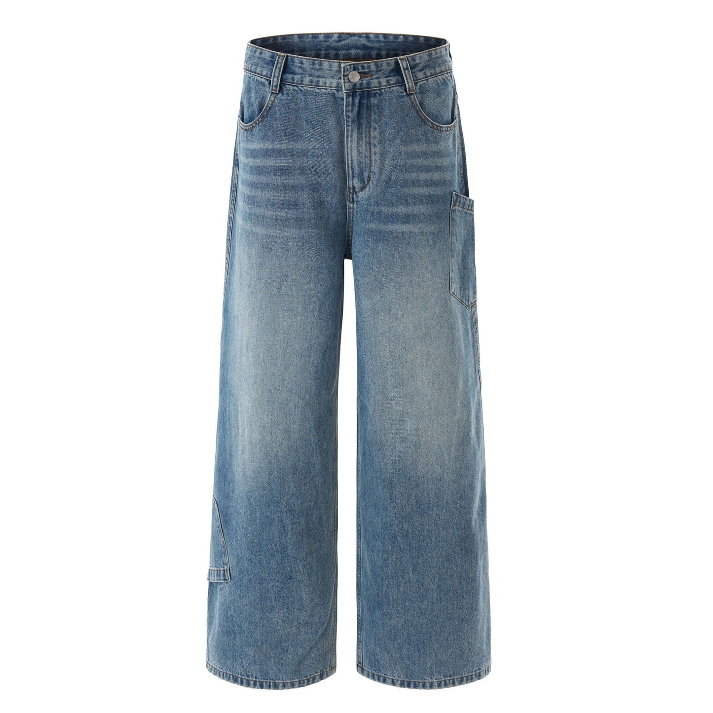 Retro Simple Washed Denim Long Pants