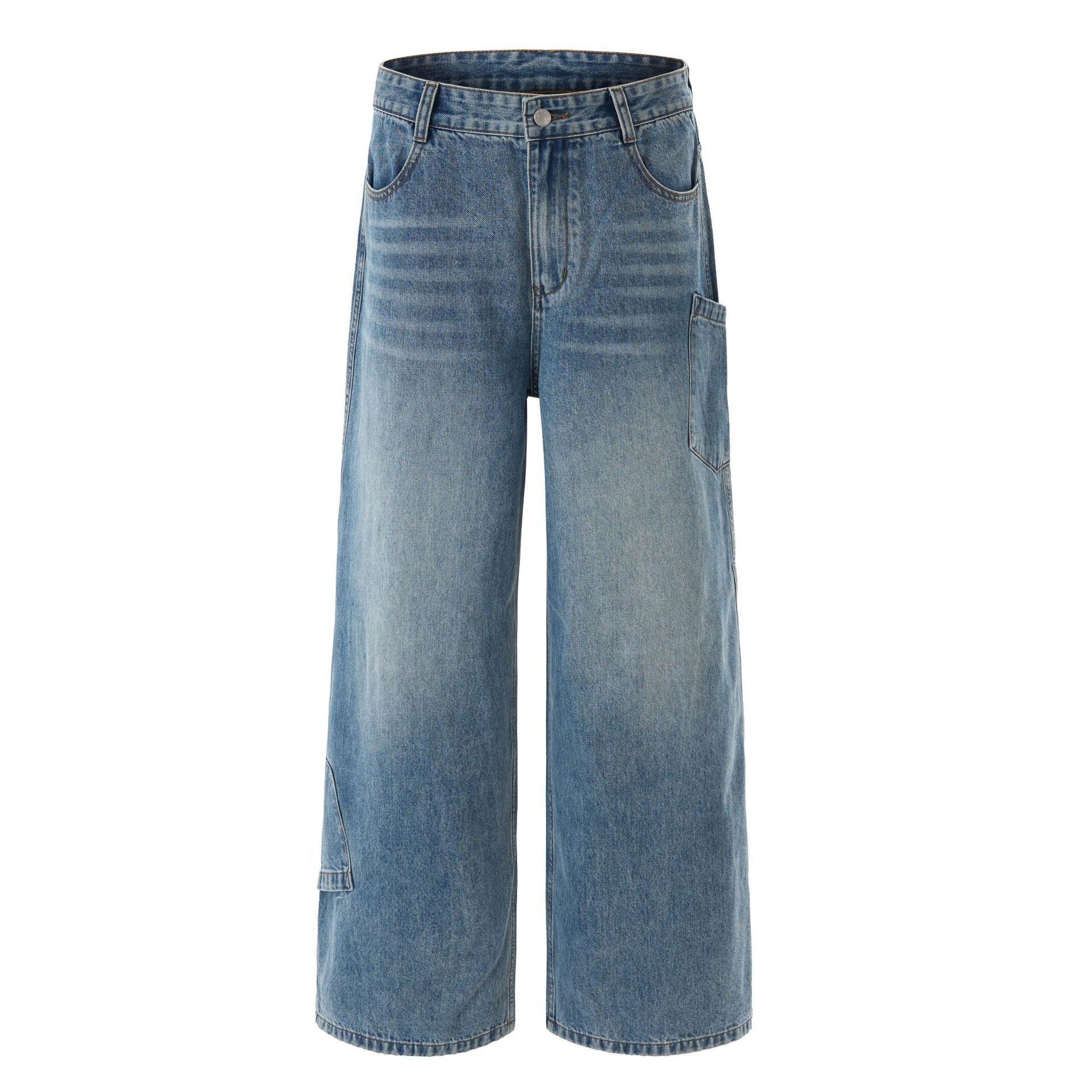 Retro Simple Washed Denim Long Pants