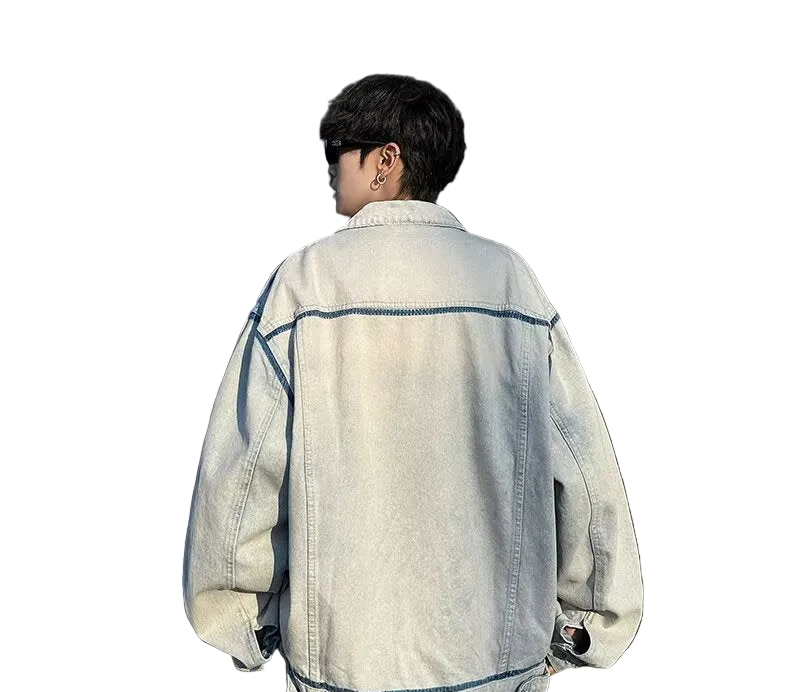 Men's Loose and Versatile Workwear Denim Jacket