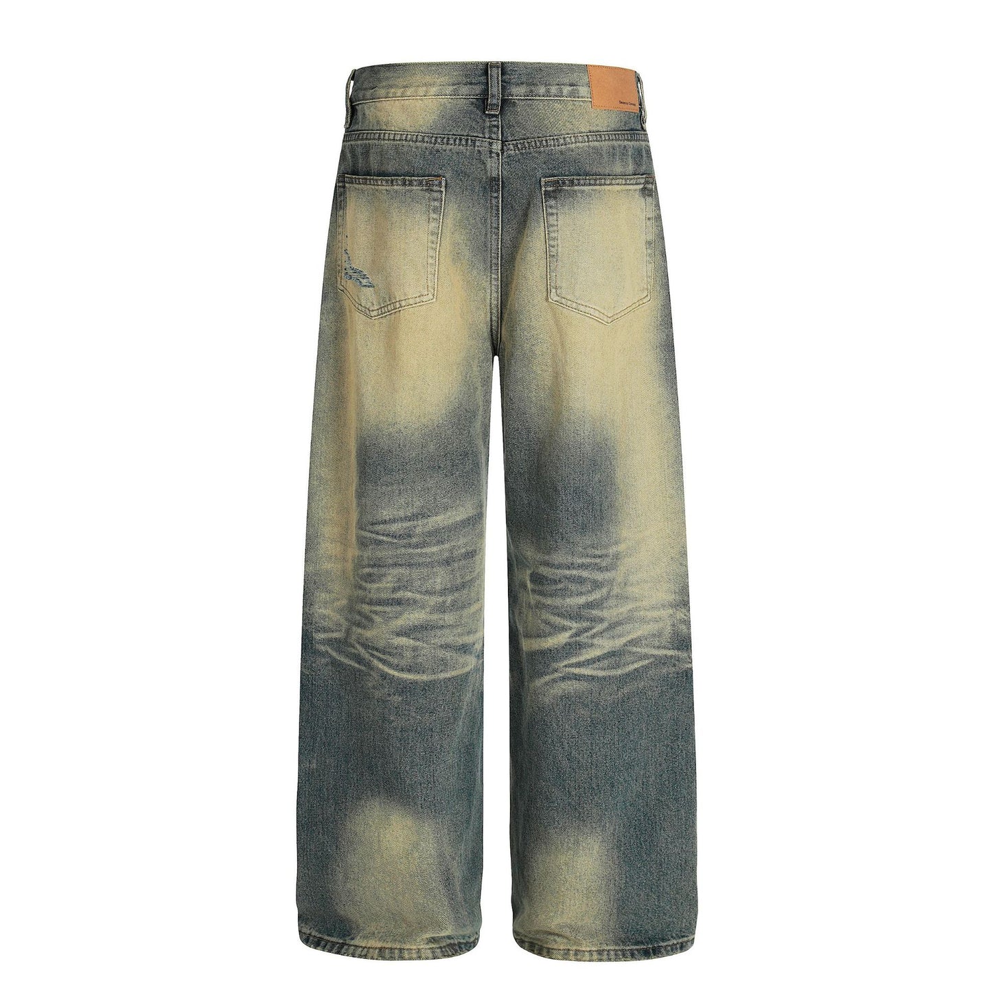 Unisex Vintage Blue Distressed Loose Fit Jeans