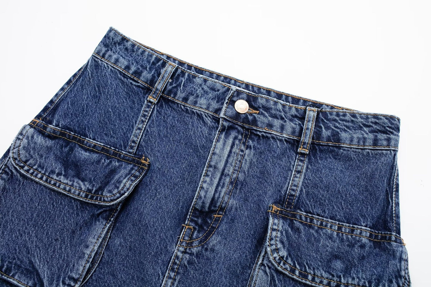 Personalized Mini High Waist Denim Skirt with Pockets