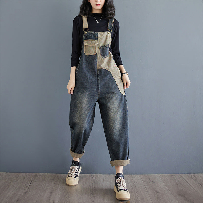 Chic High-Waisted Denim Strap Pants for Women