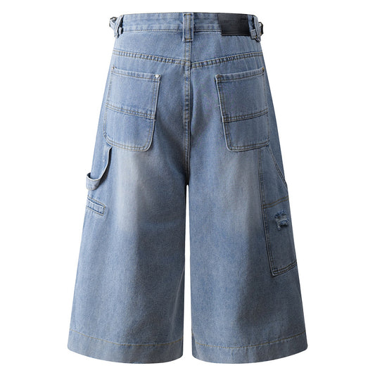 Denim Capri Pants for Men and Women - Summer Loose Wide-Leg Trousers