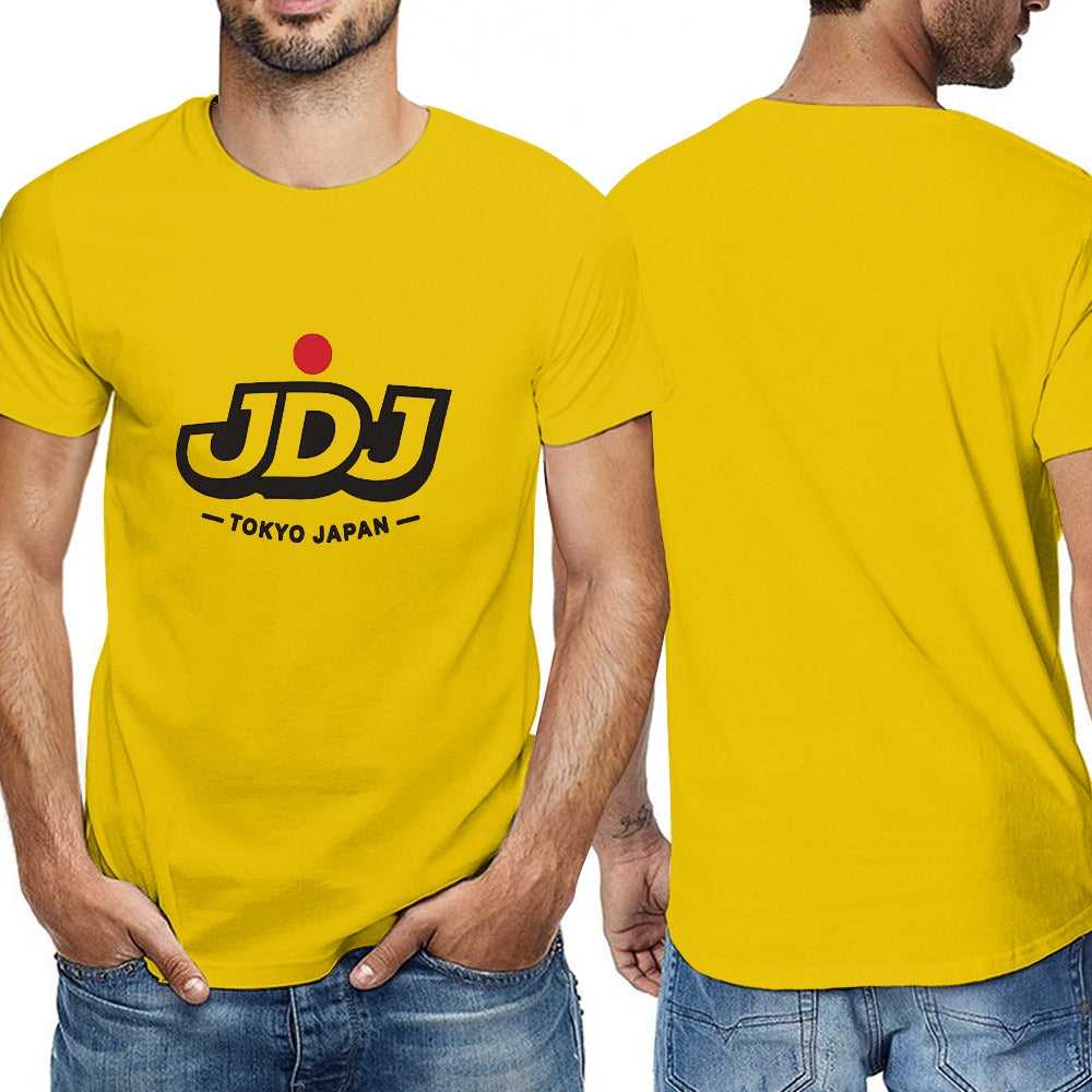 JDJ Logo Men's Short Sleeve Cotton T Shirt - Yellow