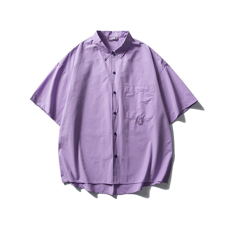 Solid Color Minimalist Short Sleeved Shirt