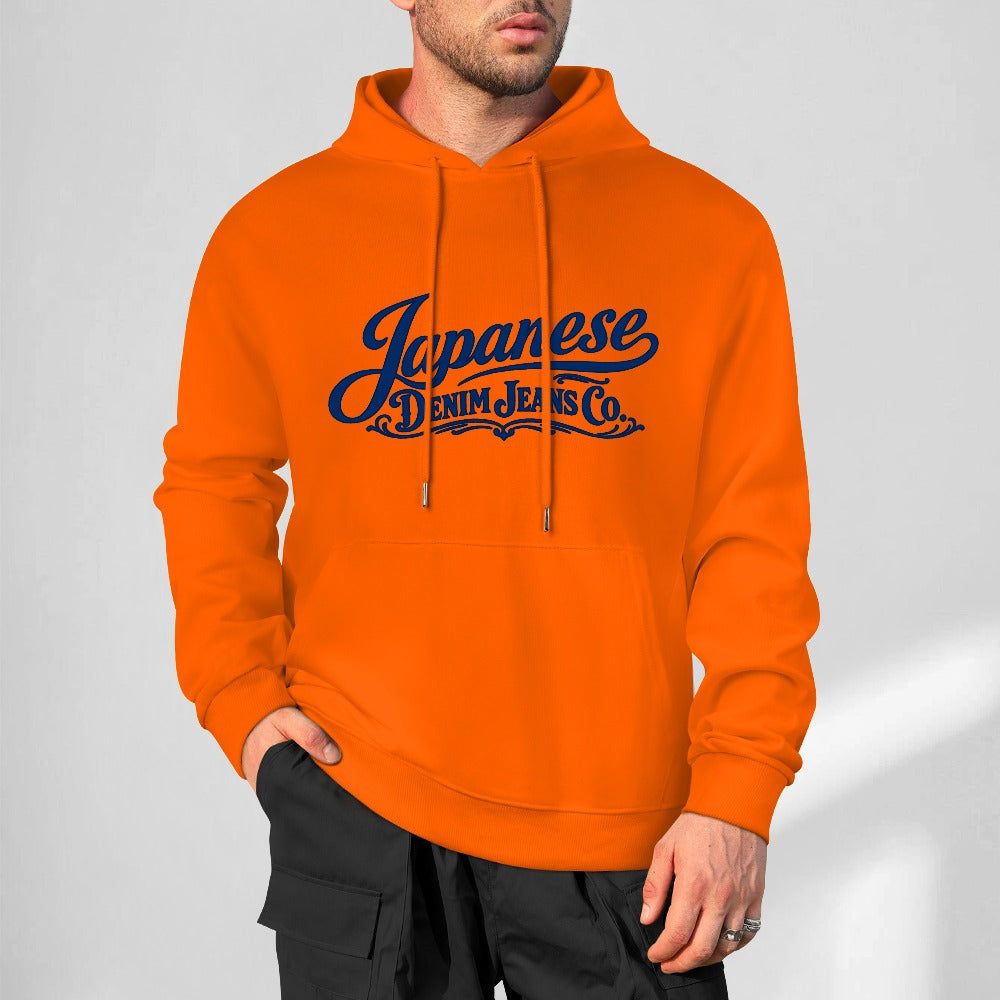 Japanese Denim Jeans Pure Cotton Hoodie - Orange