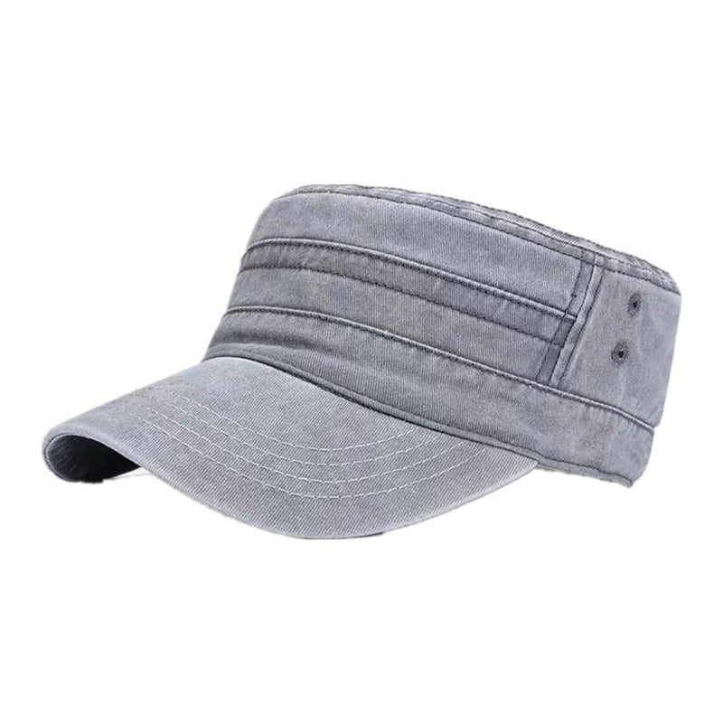 Flat Top Hat - Solid Color Washed Cotton Duckbill Hat for Men and Women