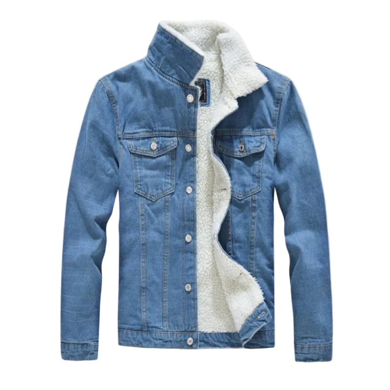 Winter Men's Casual Denim Jacket Plus Velvet Warm Cotton Coat