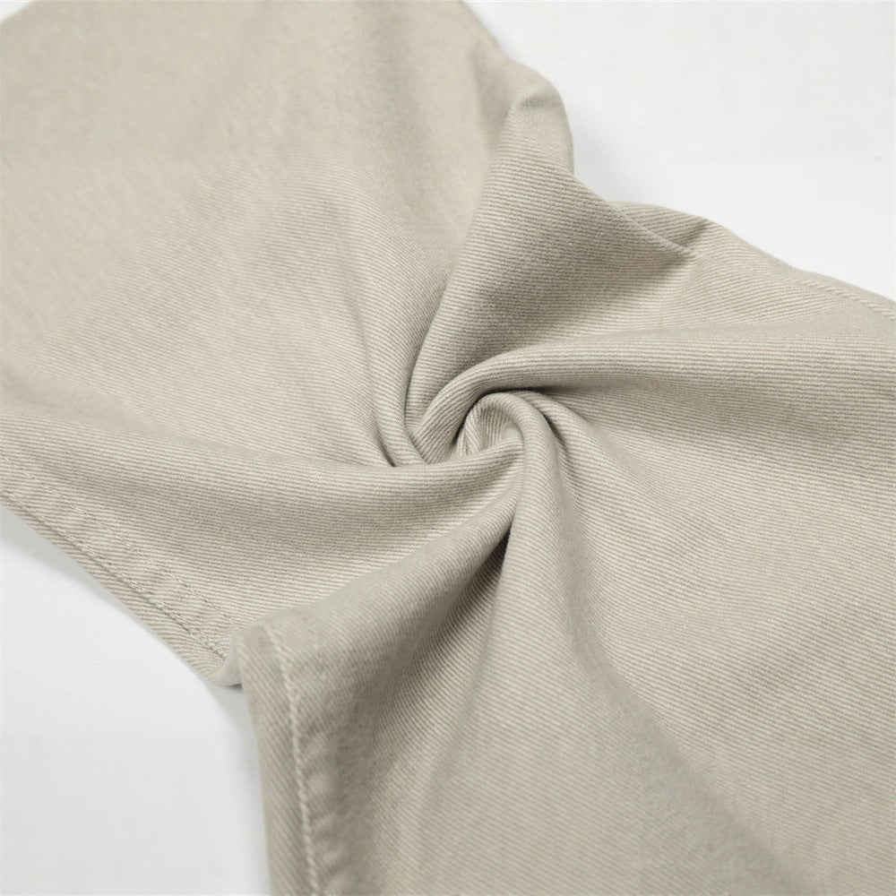 Retro Men's Denim Pants, Simple Solid Color Straight Leg  Brand Versatile Loose Fit Men's Trousers