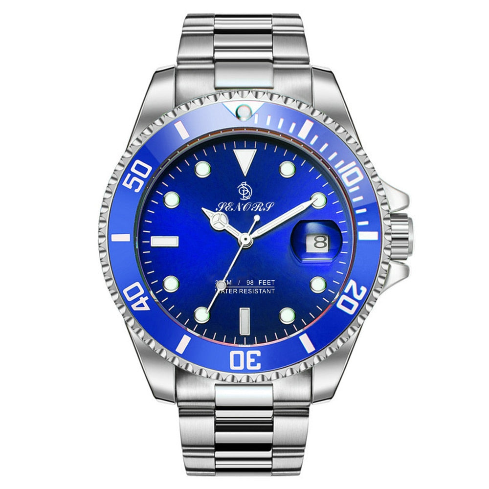 Men’s Automatic Black Stainless Steel Waterproof Watch – Submariner Style