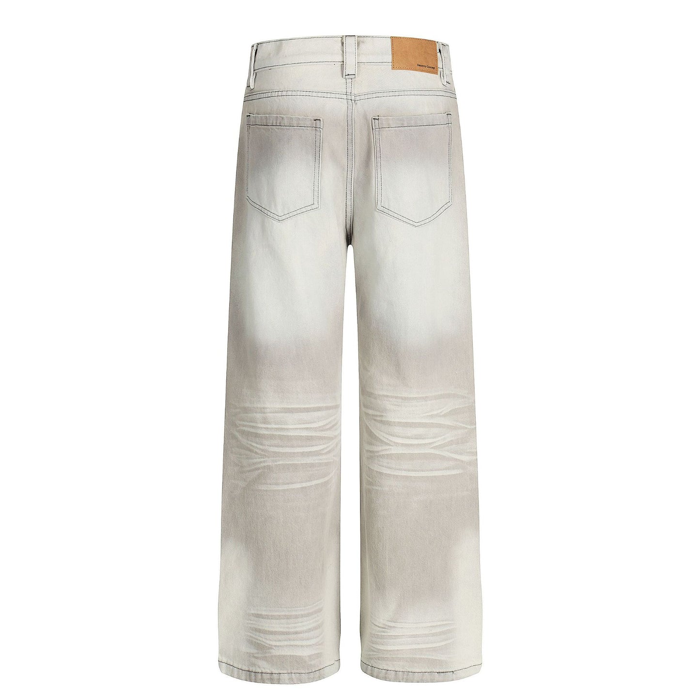 Vintage Unisex  Washed Nostalgic Color High-End Design Men's Loose Straight-Leg Jeans