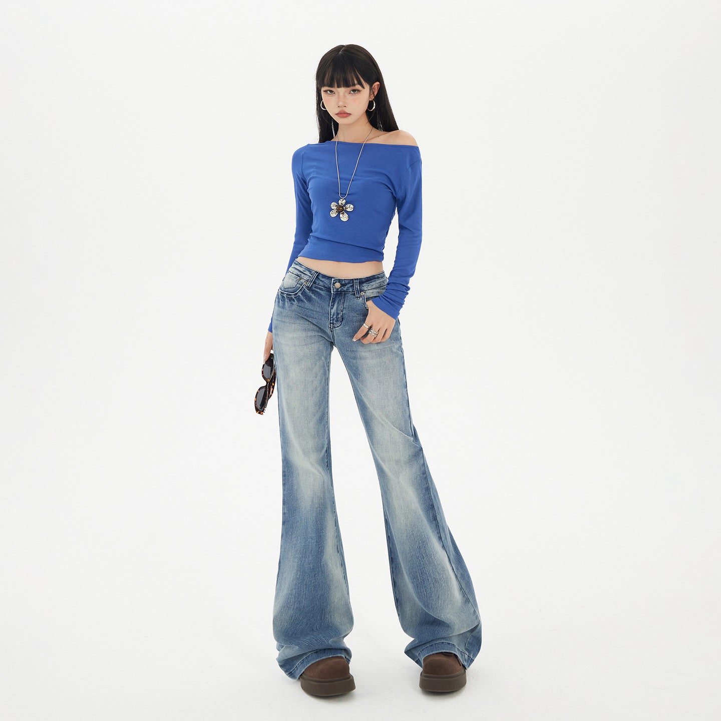Women's Versatile Slimming Floor-Length Denim Trousers