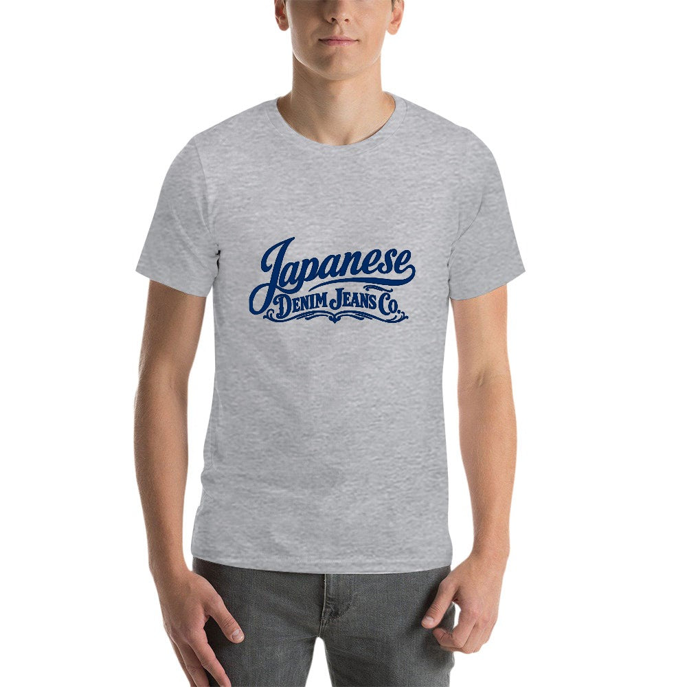 Japanese Denim Jeans Co. Men's Short Sleeve Cotton T-Shirt - Light Gray