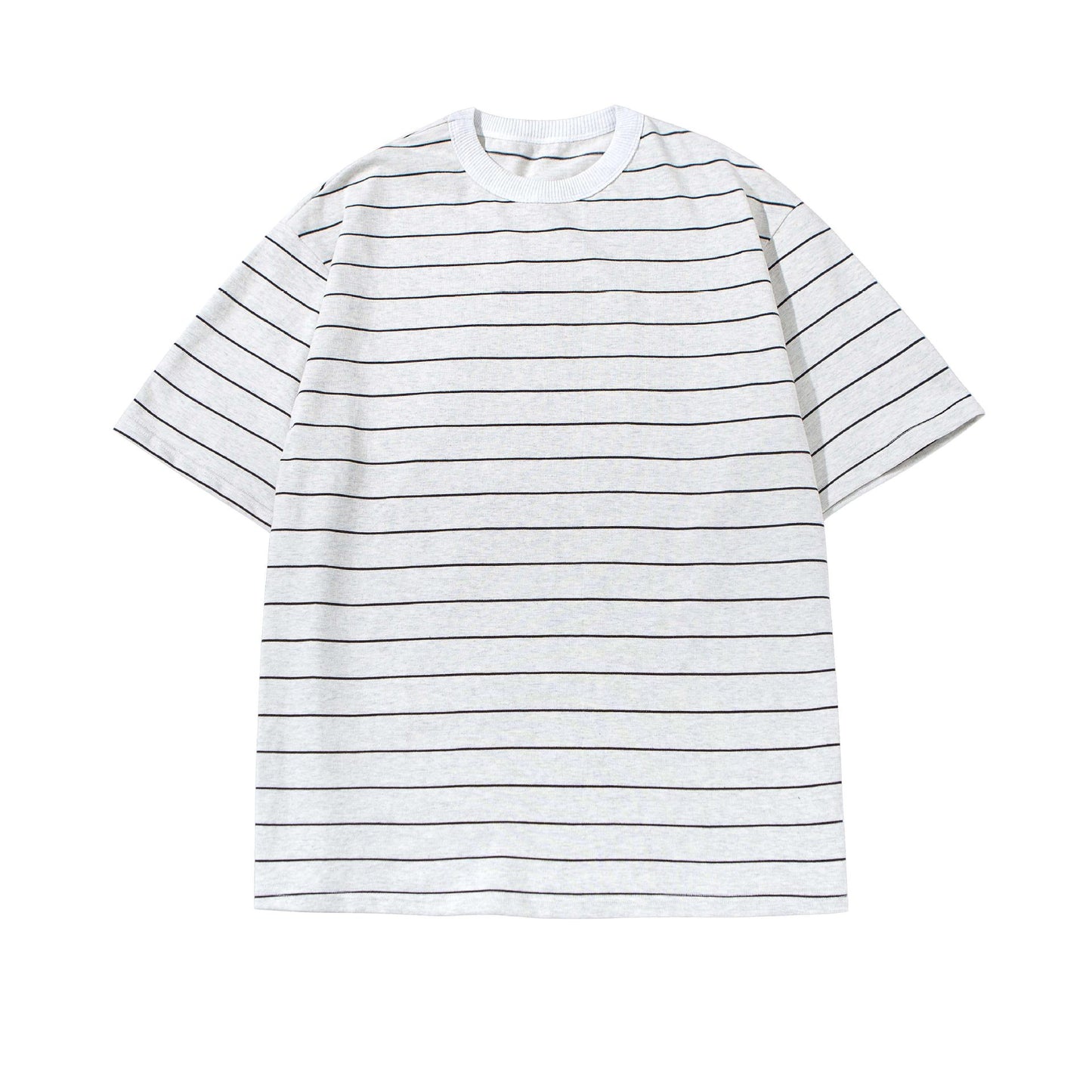 Striped Short Sleeved T-shirt with Round Neck and Half Sleeves