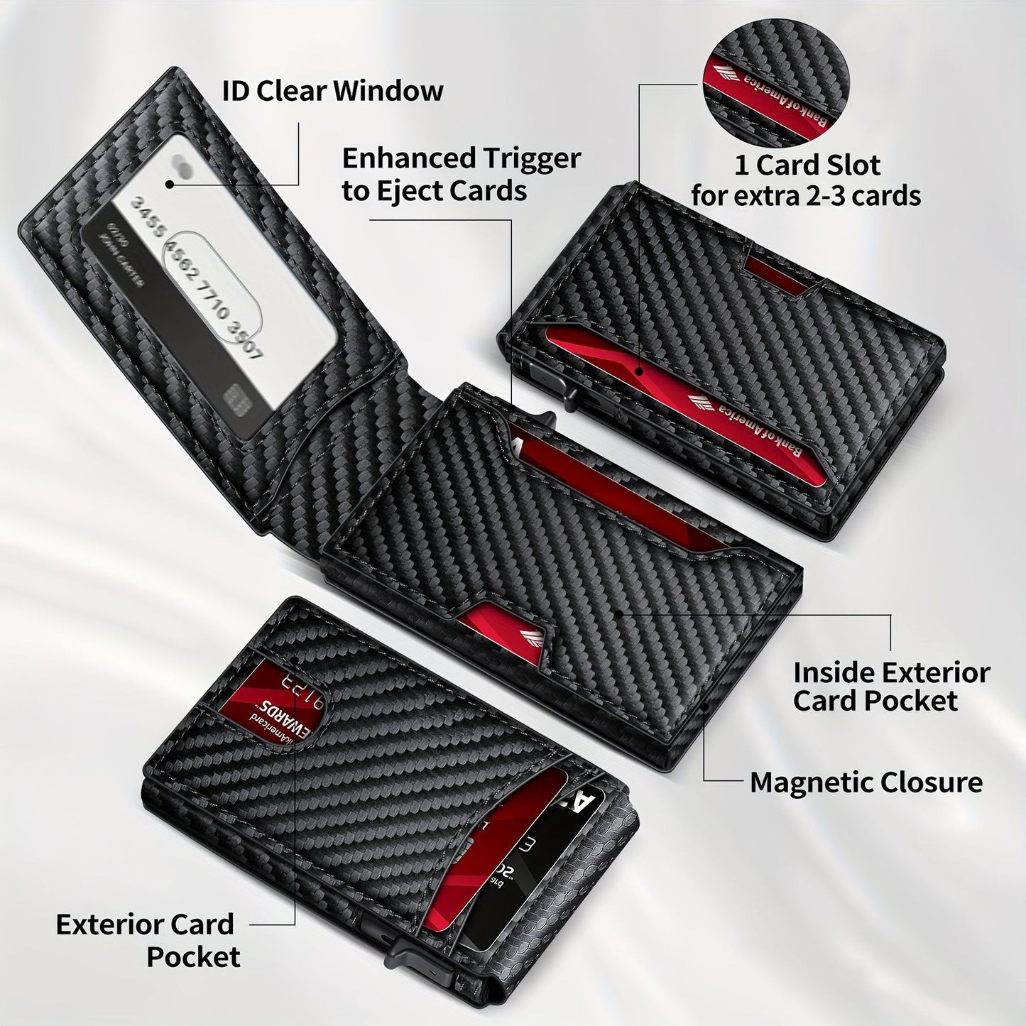 Carbon Fiber Patterned Men's Wallet - Anti-Theft, Two-Fold Design