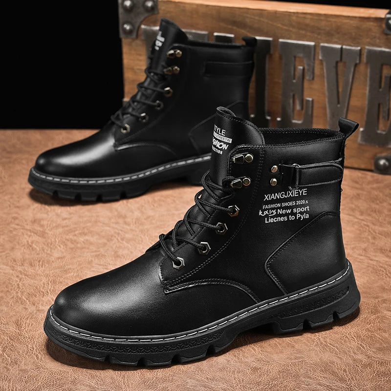 Men's High Top Workwear Boots -  Casual Leather Boots