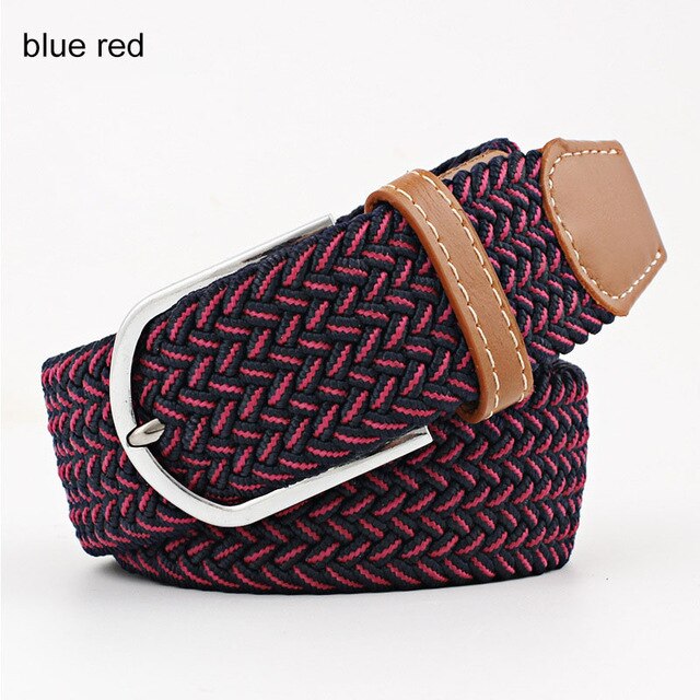 Women’s Striped Elastic Belt - Casual Waist Belt with Pin Buckle