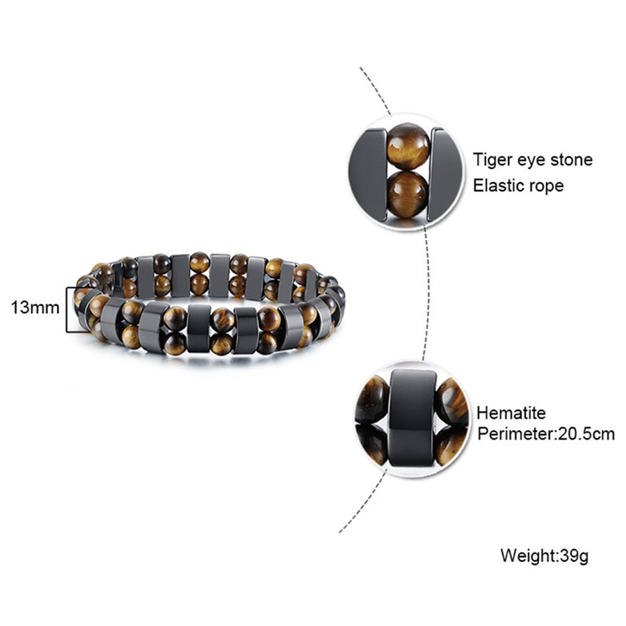 Double Hematite Tiger's Eye Bracelet