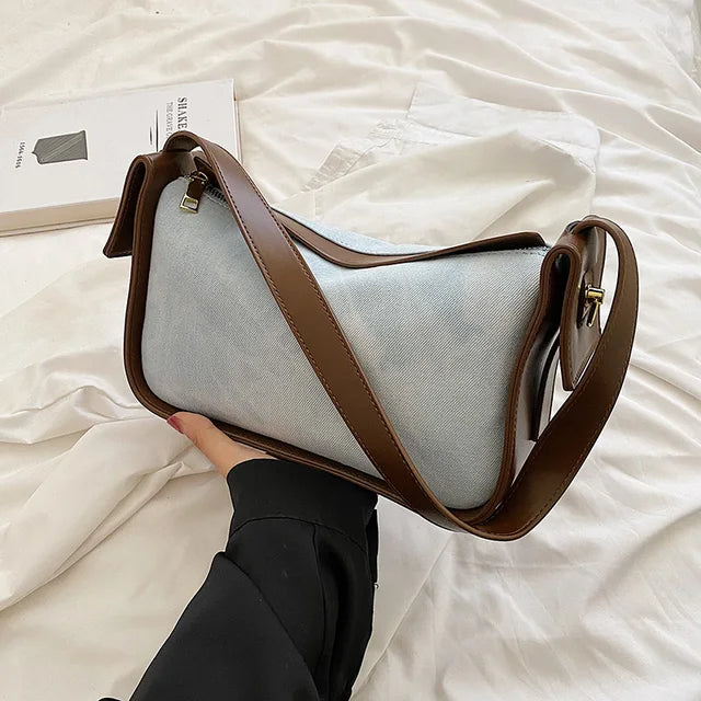 Women's Leather Handbag - Large Capacity Denim Shoulder Bags