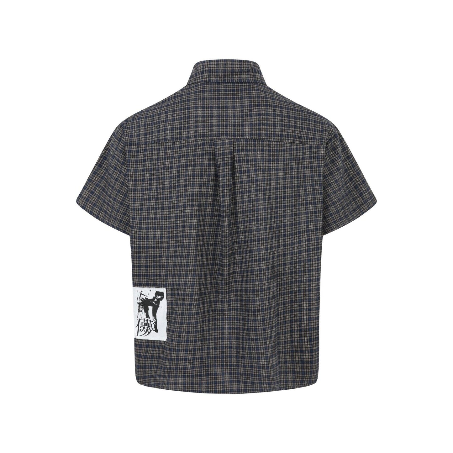Grid Graffiti Sticker Short Sleeved Shirt for Men and Women