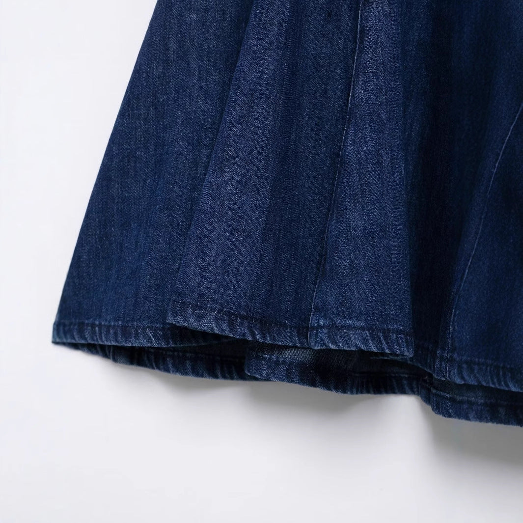 Vintage Zipper Denim Mini Puffy Skirt for Women