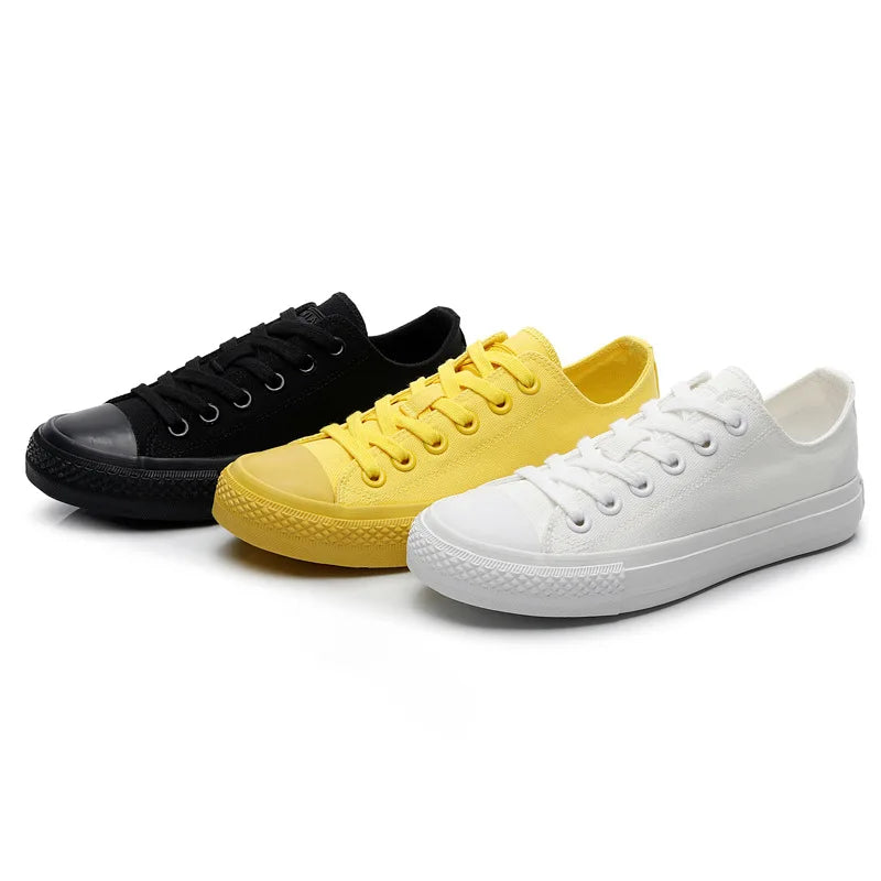 Unisex Solid Color Low Top Canvas Sneakers