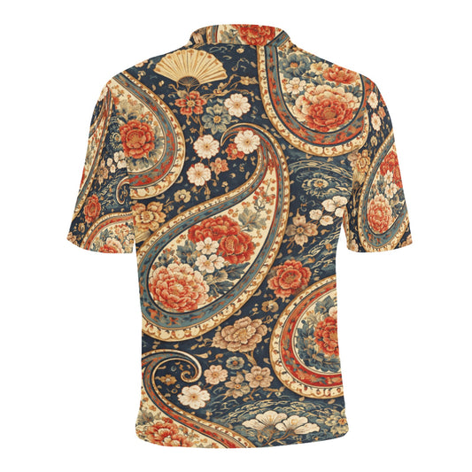 Japanese Paisley Pattern Men's All Over Print Polo Shirt