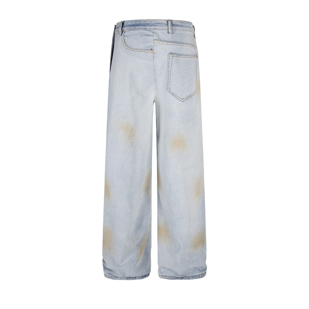 Men's Distressed Patchwork Denim Pants - Unique Punk Style