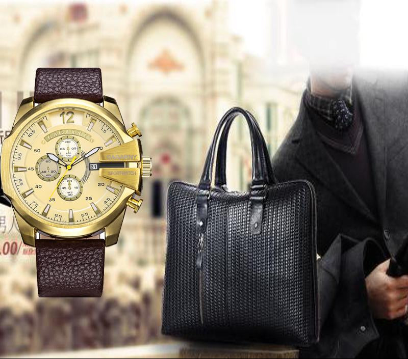 Men's Leather Quartz Watches