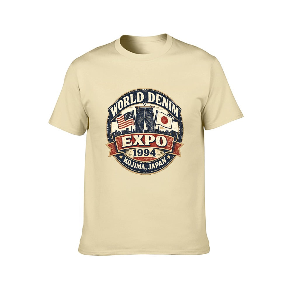 World Denim Expo 1994 Short Sleeve 100 Percent Cotton T Shirt - Beige