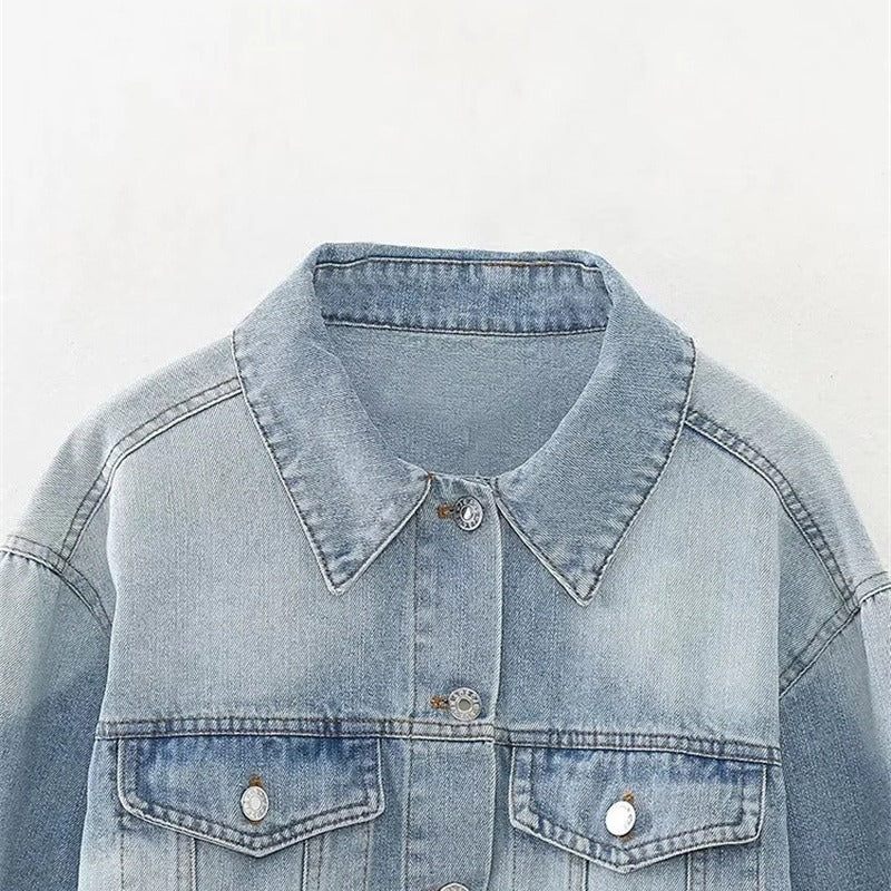 Women's Vintage Denim Crop Jacket