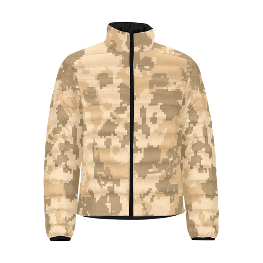 Digital Desert Camo Men's Puffer Bomber Jacket
