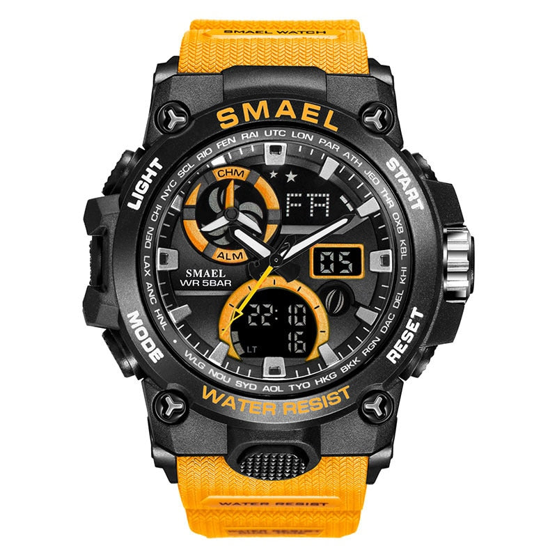 Men's Rugged Waterproof Sports Watch w/Dual Time