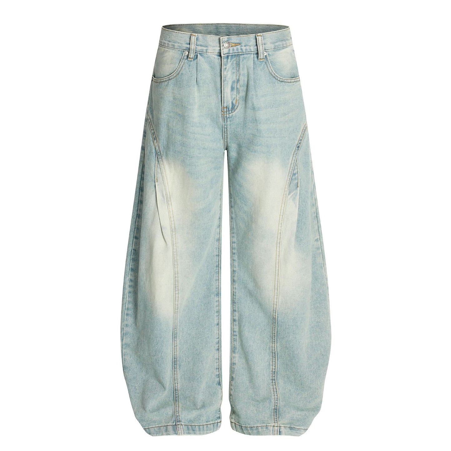 Curved Knife Retro Washed Cowboy Cleanfit Wide Leg Pants