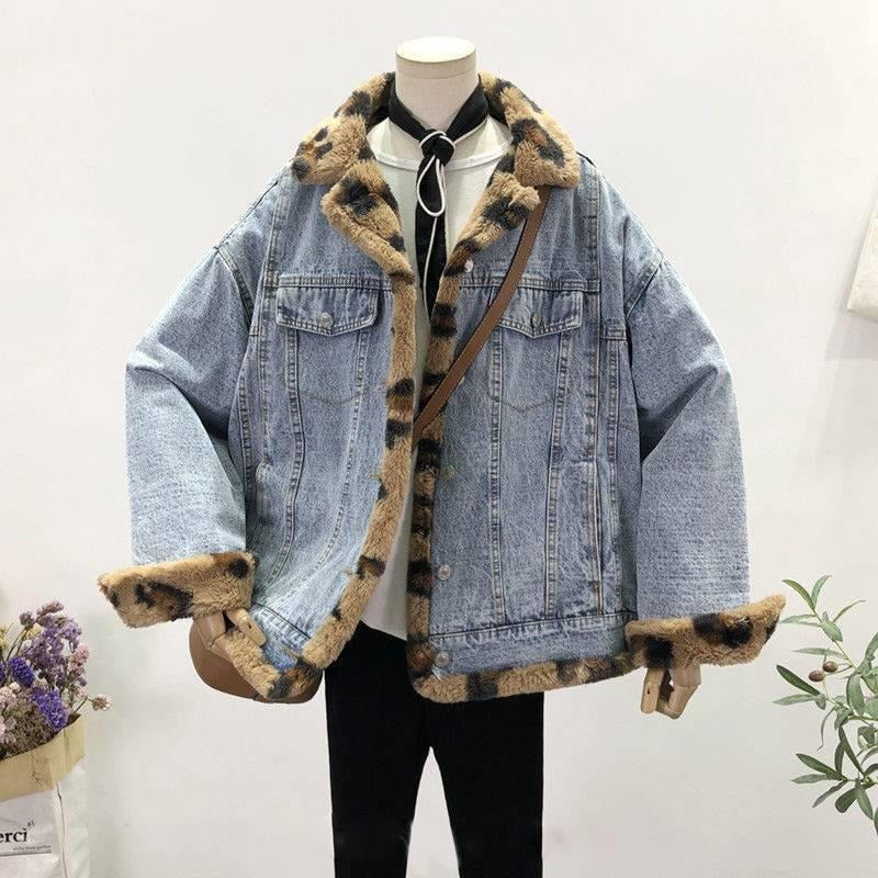Plus Size Reversible Lambswool Denim Jacket for Women