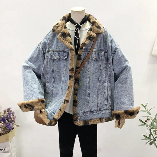 Plus Size Reversible Lambswool Denim Jacket for Women