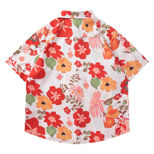 Hawaiian Shirt Men Retro Vintage Loose Casual Couple Shirt