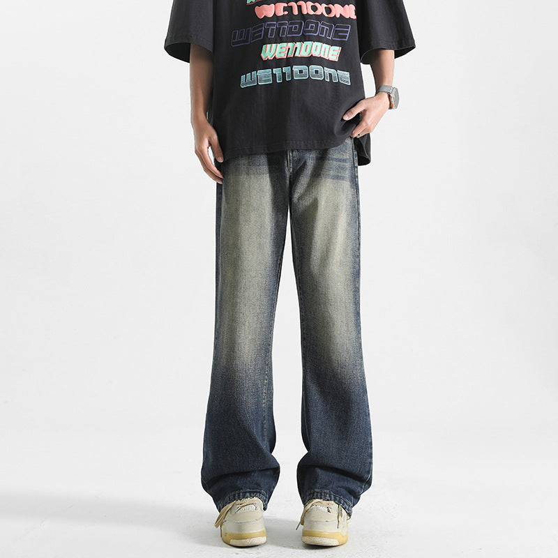 Men's Distressed Micro Flared Straight Leg Jeans